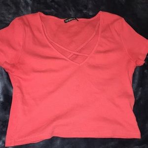 Red cropped t-shirt (NEVER worn)